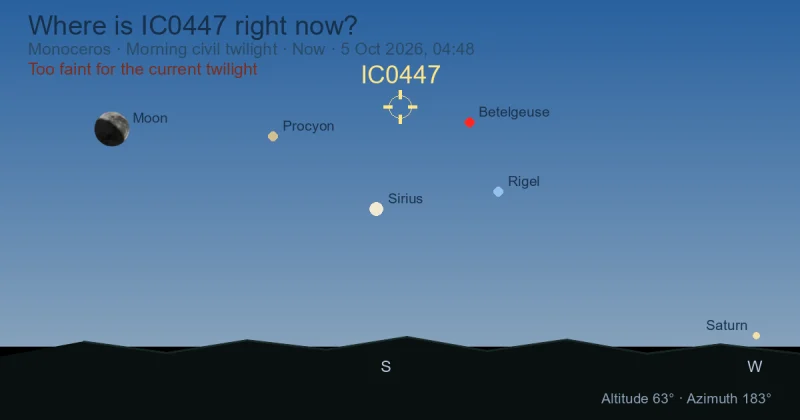 Where is IC0447 right now?