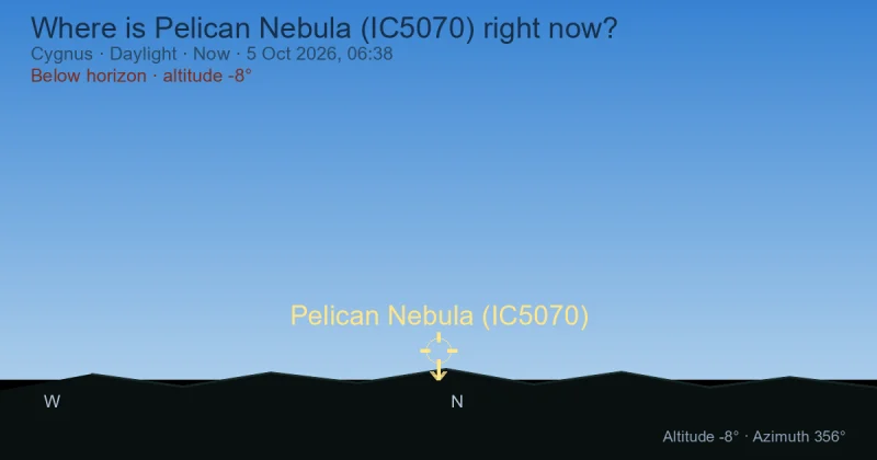 Where is Pelican Nebula (IC5070) right now?