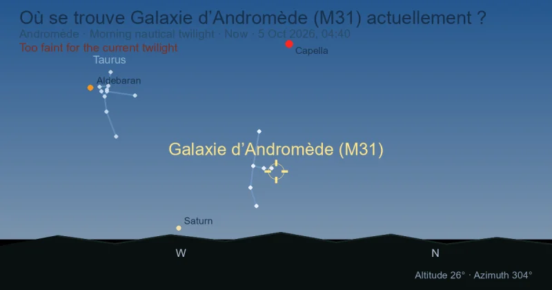 Où se trouve Galaxie d’Andromède (M31) actuellement ?