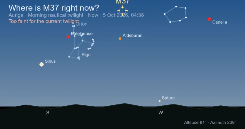 Where is M37 right now?