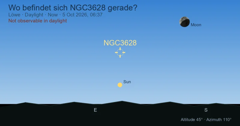 Wo befindet sich NGC3628 gerade?